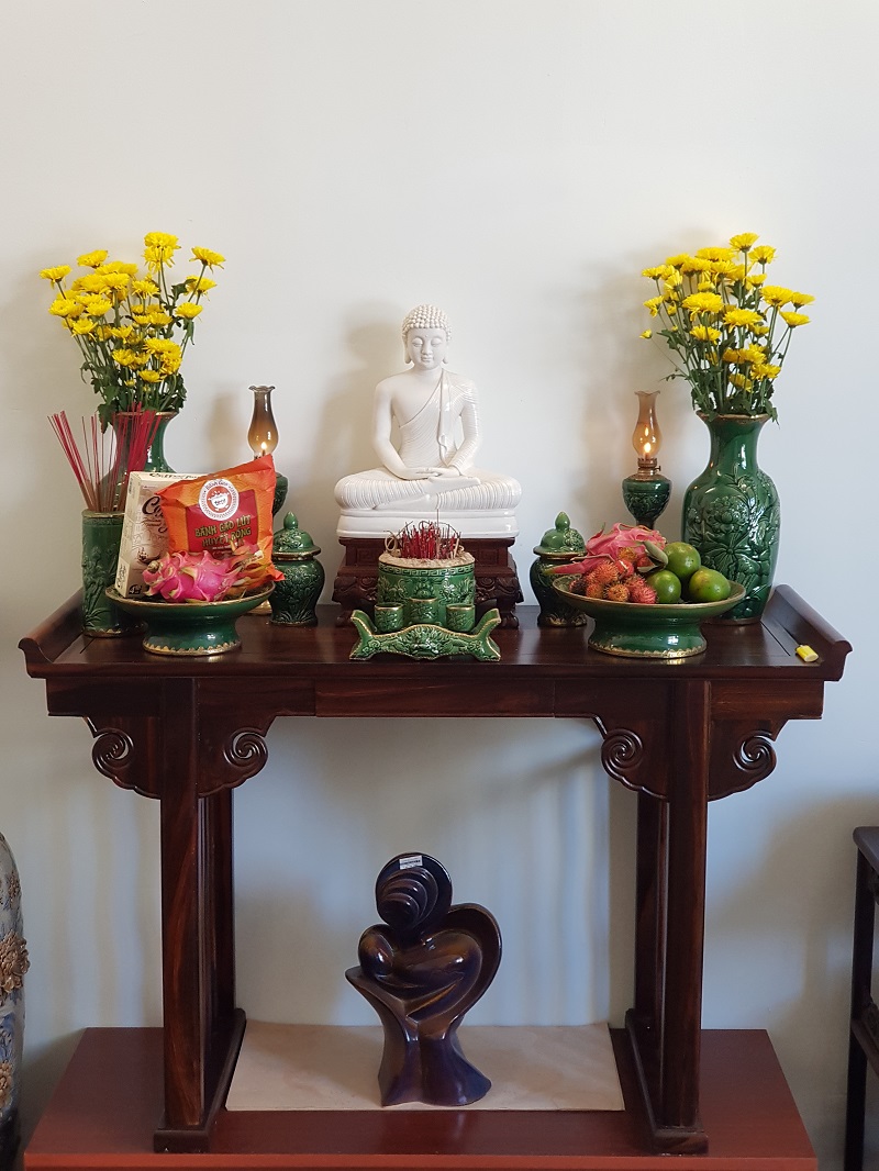 Bộ đồ thờ Phật men xanh Bát Tràng
